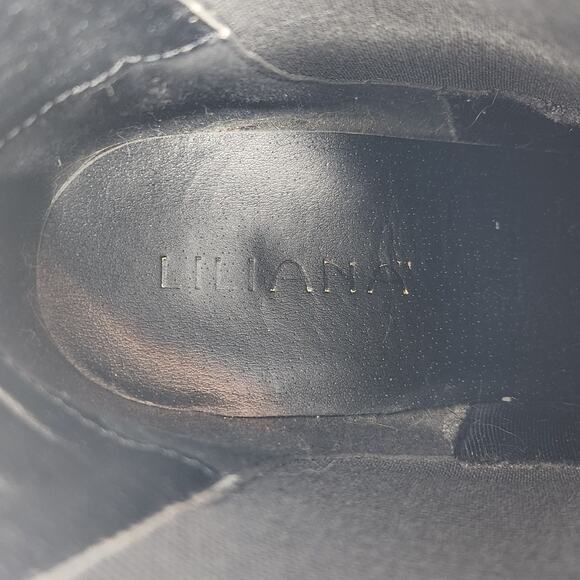 Liliana Pearl Studded High Heel Boots Faux Leather Pointed Toe Black Size 8.5 - Picture 8 of 9